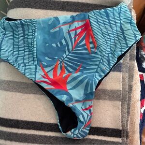 Moana Bikini bottom high waisted with Blue and Red Tropical Design